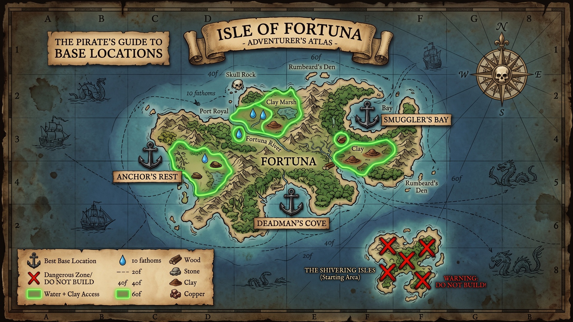 Windrose best base locations map